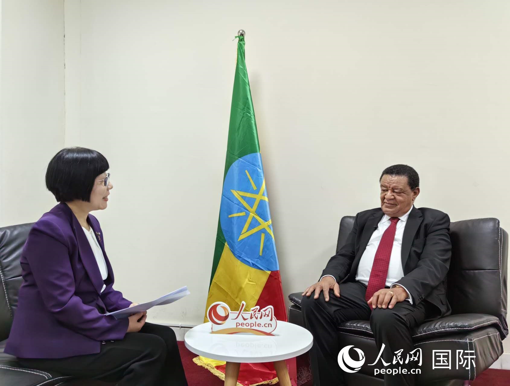 穆拉圖·特肖梅接受人民網(wǎng)記者唐維紅采訪。人民網(wǎng)記者 陳星星攝