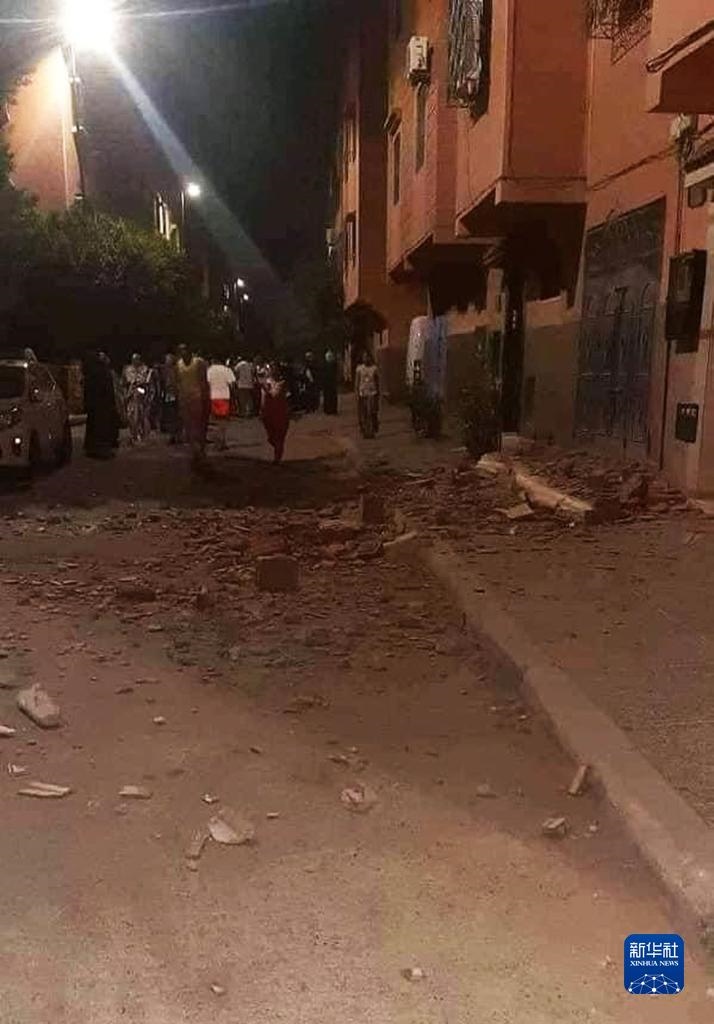 這是9月9日在摩洛哥南部城市馬拉喀什拍攝的震后景象。新華社發(fā)