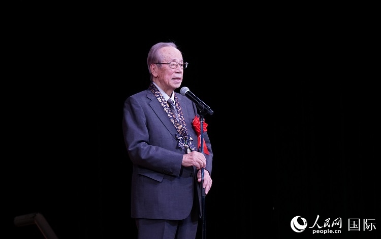 日本前首相福田康夫發(fā)表致辭。人民網(wǎng) 蔣曉辰攝