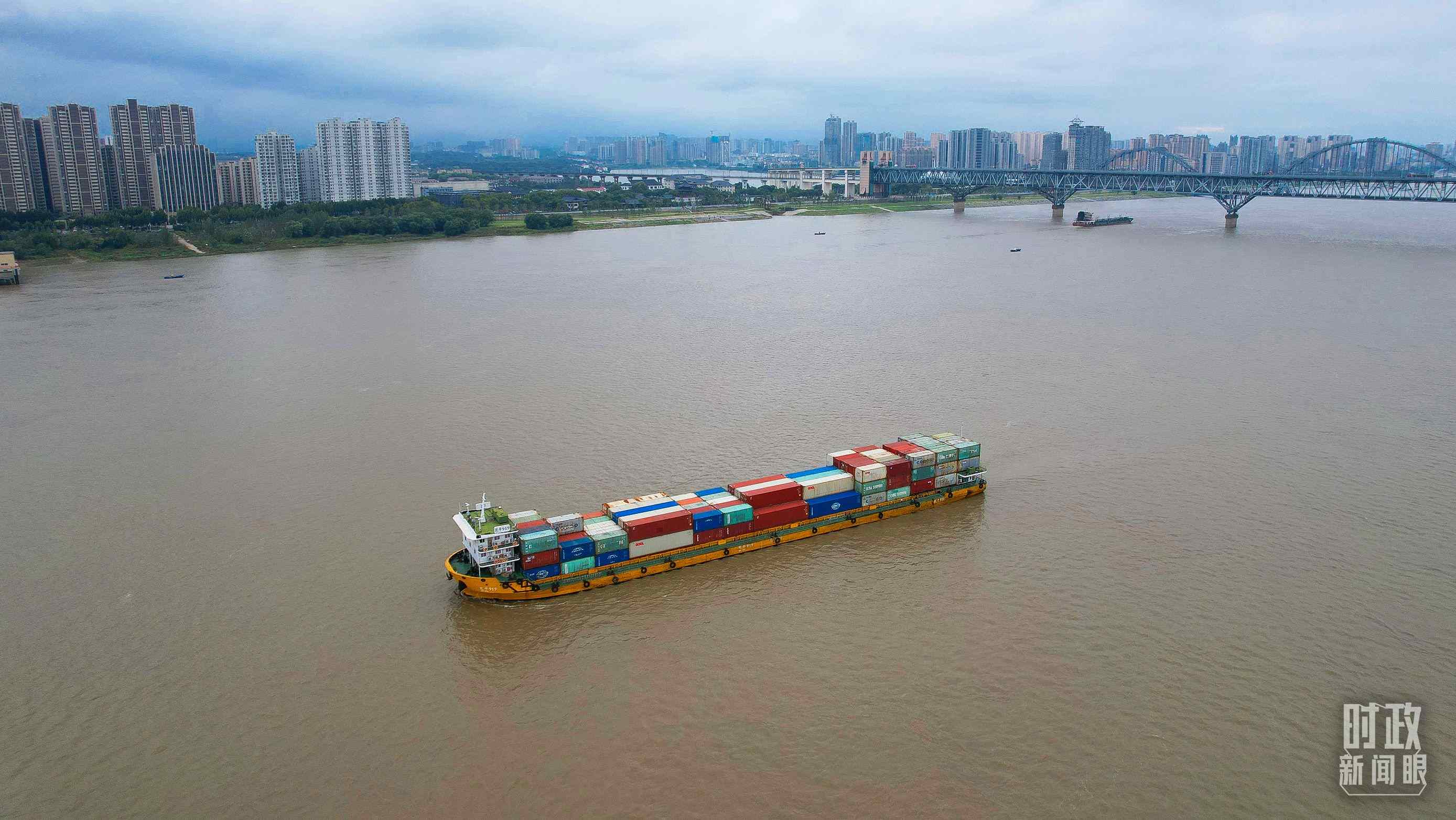 △長江九江段。（總臺央視記者范凱拍攝）