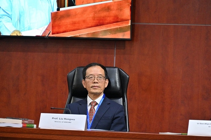 浙江師范大學(xué)非洲研究院院長劉鴻武作會議總結(jié)。浙江師范大學(xué)非洲研究院供圖