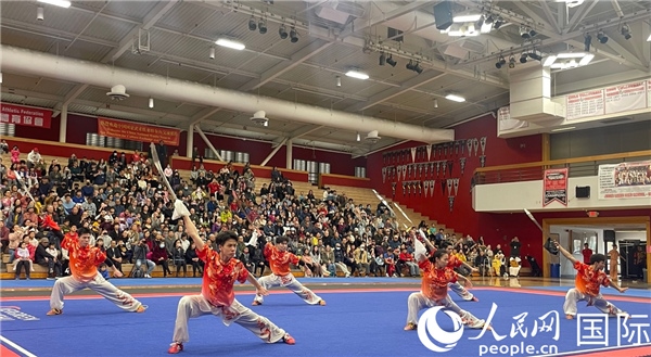 中國武術(shù)隊(duì)員表演現(xiàn)場。人民網(wǎng)記者 鄧圩攝