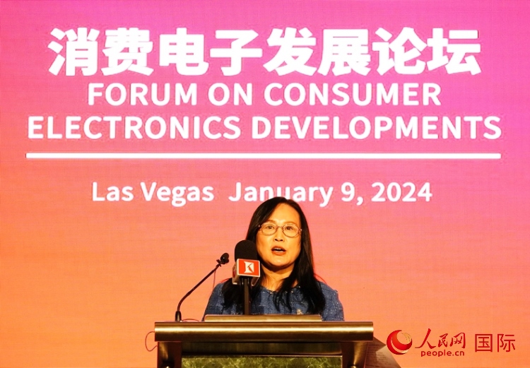 中國機電產(chǎn)品進出口商會副會長劉春致辭。人民網(wǎng)記者 鄧圩攝