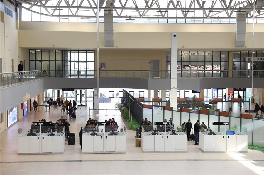 3月24日，扎門烏德口岸通關(guān)現(xiàn)場。駐蒙古使館供圖