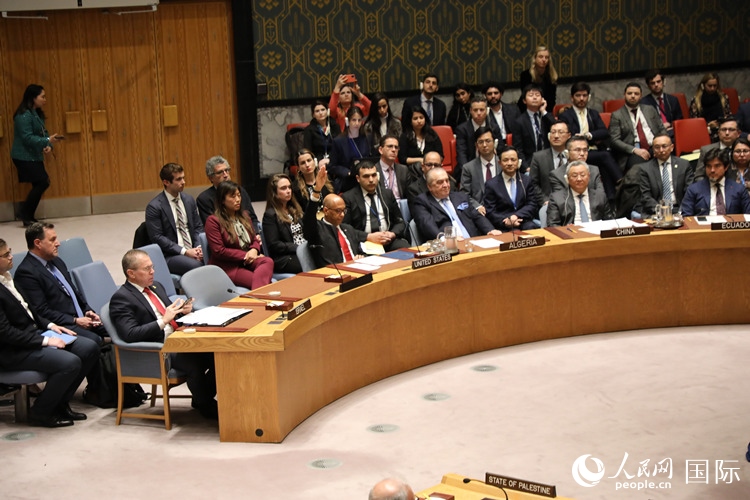 4月18日，安理會(huì)投票現(xiàn)場(chǎng)，12個(gè)成員投贊成票。 人民網(wǎng)記者 李志偉攝