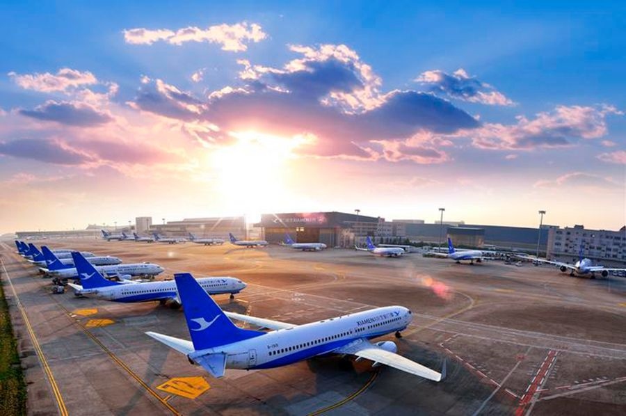 這是如今廈門航空的機隊照片。（廈門航空有限公司供圖）