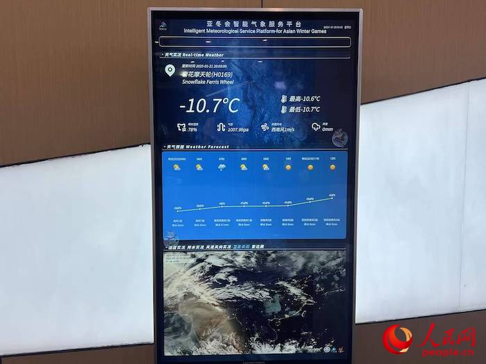 摩天輪等候大廳實(shí)時(shí)顯示的氣象信息。人民網(wǎng) 高清揚(yáng)攝